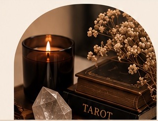 Warm, elegant neutral still-life-inspired visual for Oracle & Ink